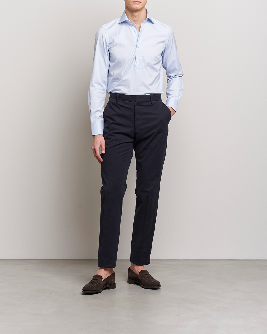 Herren | Hemden | Finamore Napoli | Tokyo Slim Oxford Popover Shirt Light Blue