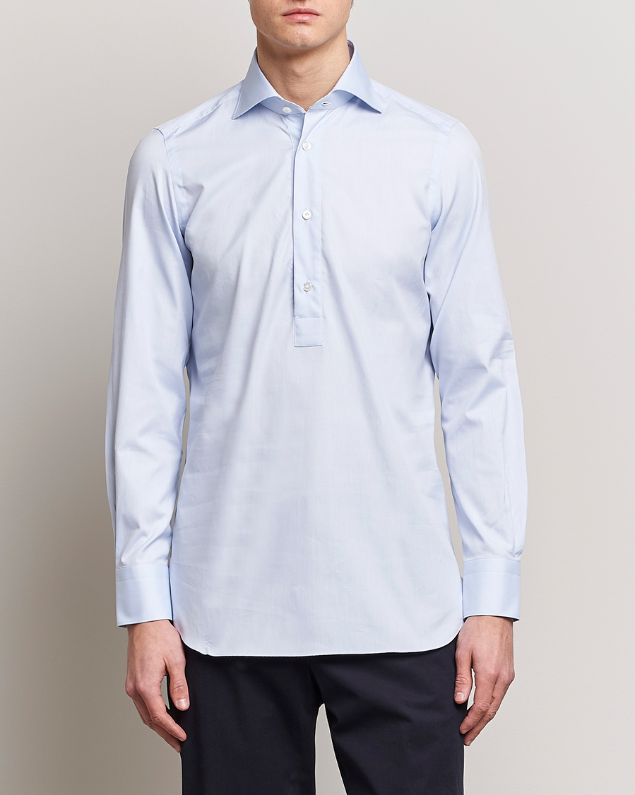 Herren | Hemden | Finamore Napoli | Tokyo Slim Oxford Popover Shirt Light Blue