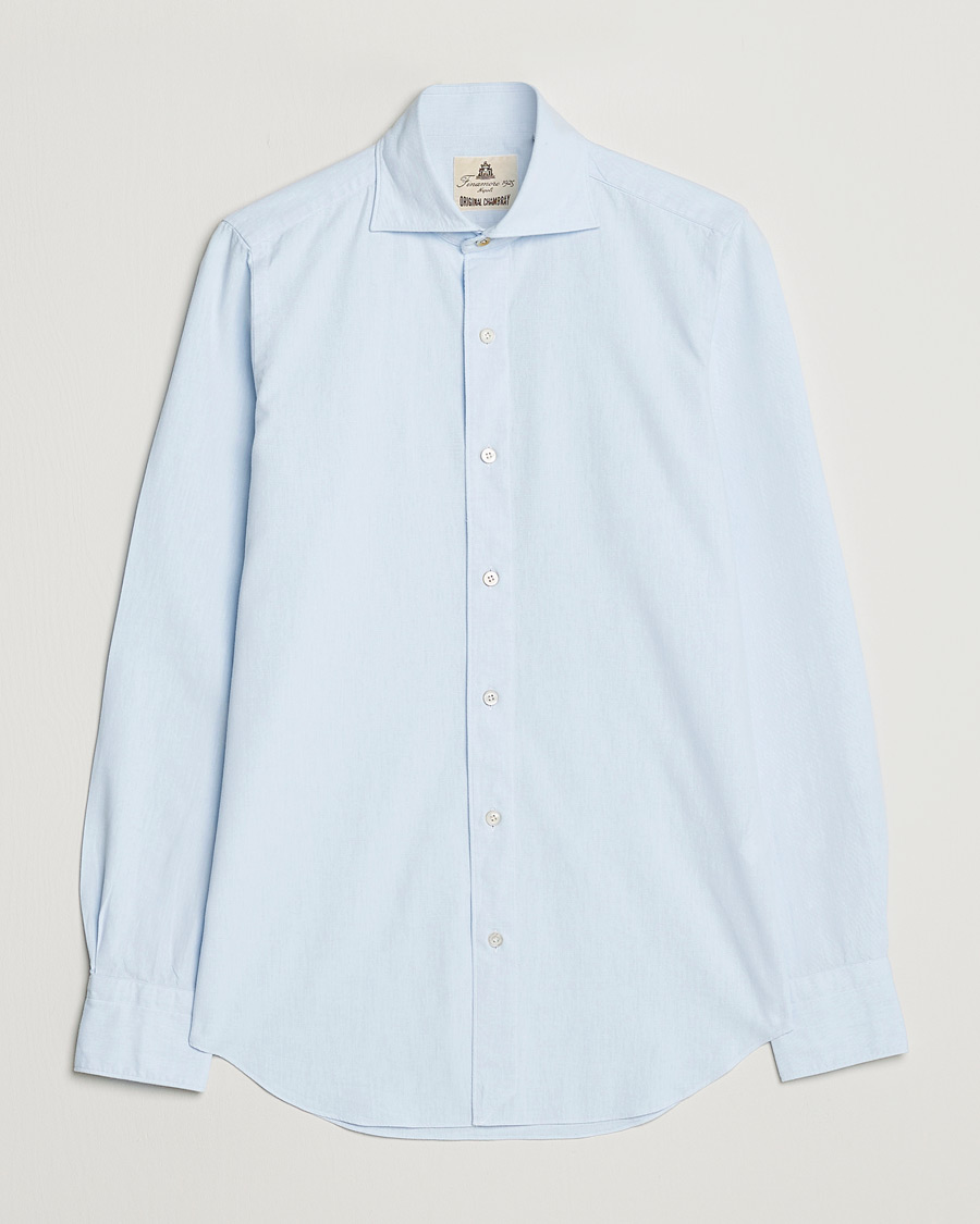 Herren | Hemden | Finamore Napoli | Tokyo Slim Chambray Shirt Light Blue