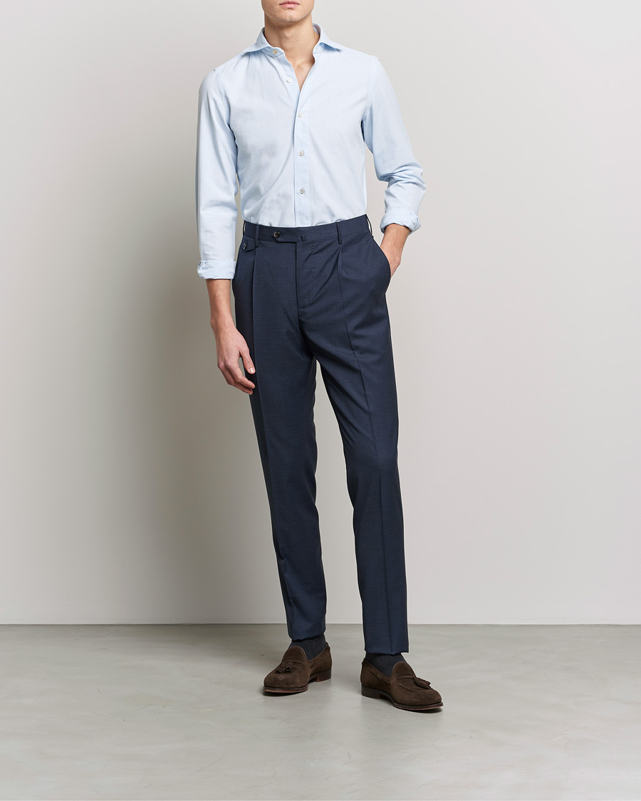 Herren | Hemden | Finamore Napoli | Tokyo Slim Chambray Shirt Light Blue