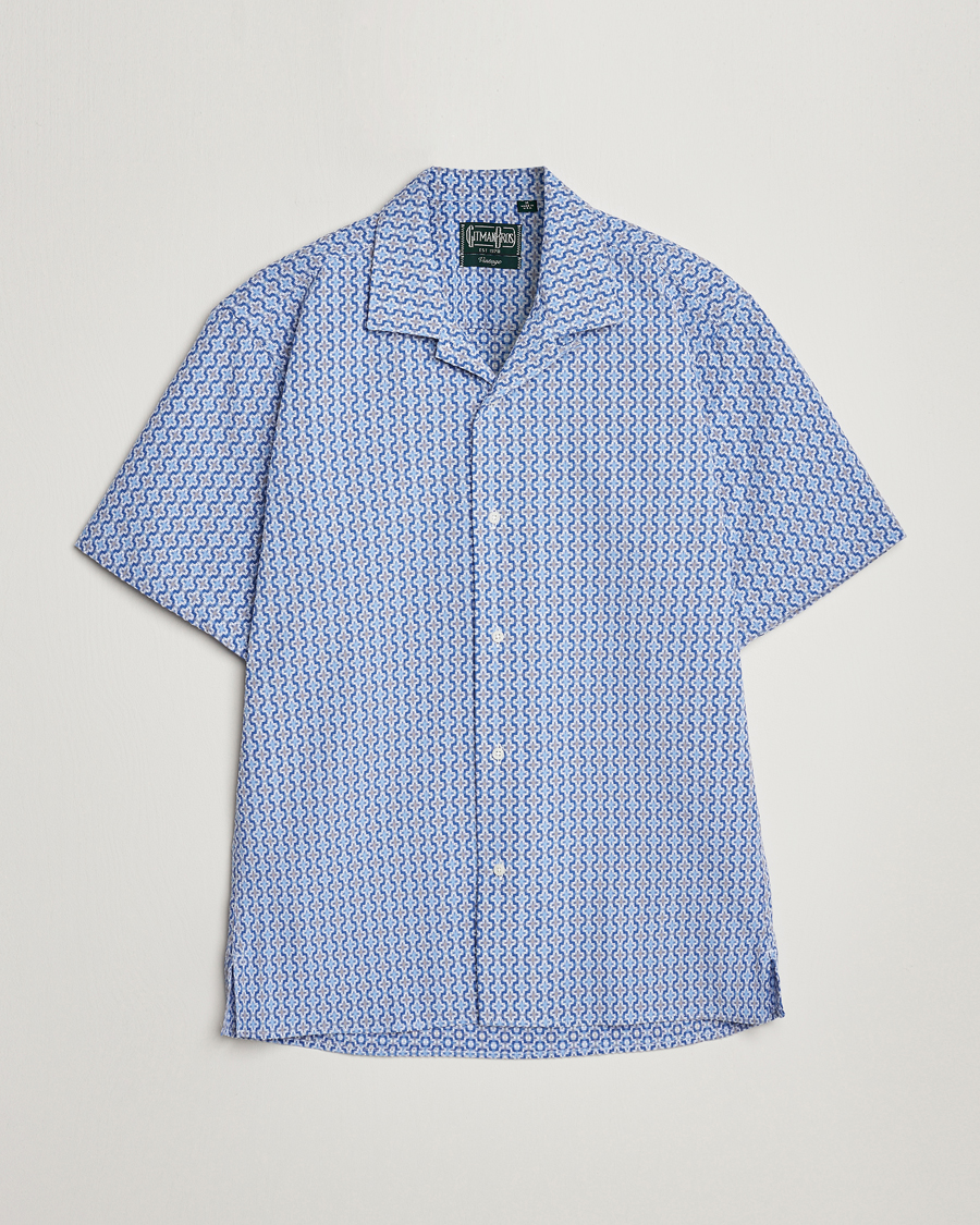 Herren | Hemden | Gitman Vintage | Summer Ready Jacquard Camp Shirt Light Blue