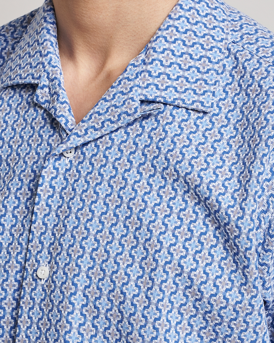 Herren | Hemden | Gitman Vintage | Summer Ready Jacquard Camp Shirt Light Blue