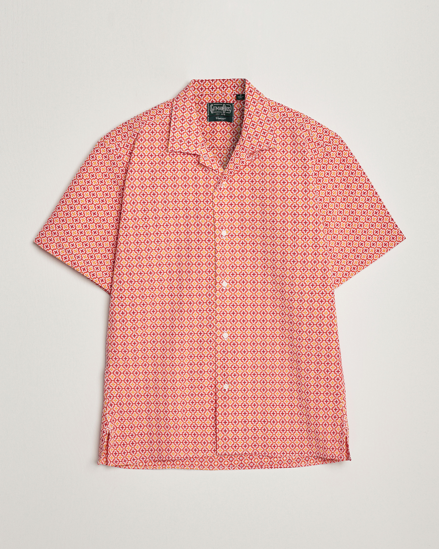 Herren | Hemden | Gitman Vintage | Summer Ready Jacquard Camp Shirt Rosa