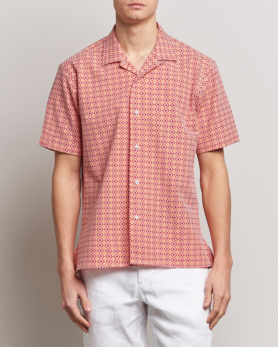 Herren | Hemden | Gitman Vintage | Summer Ready Jacquard Camp Shirt Rosa