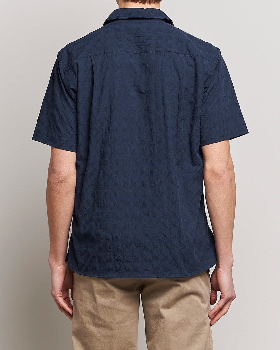 Herren | Hemden | Gitman Vintage | Japanese Jacquard Camp Shirt Navy