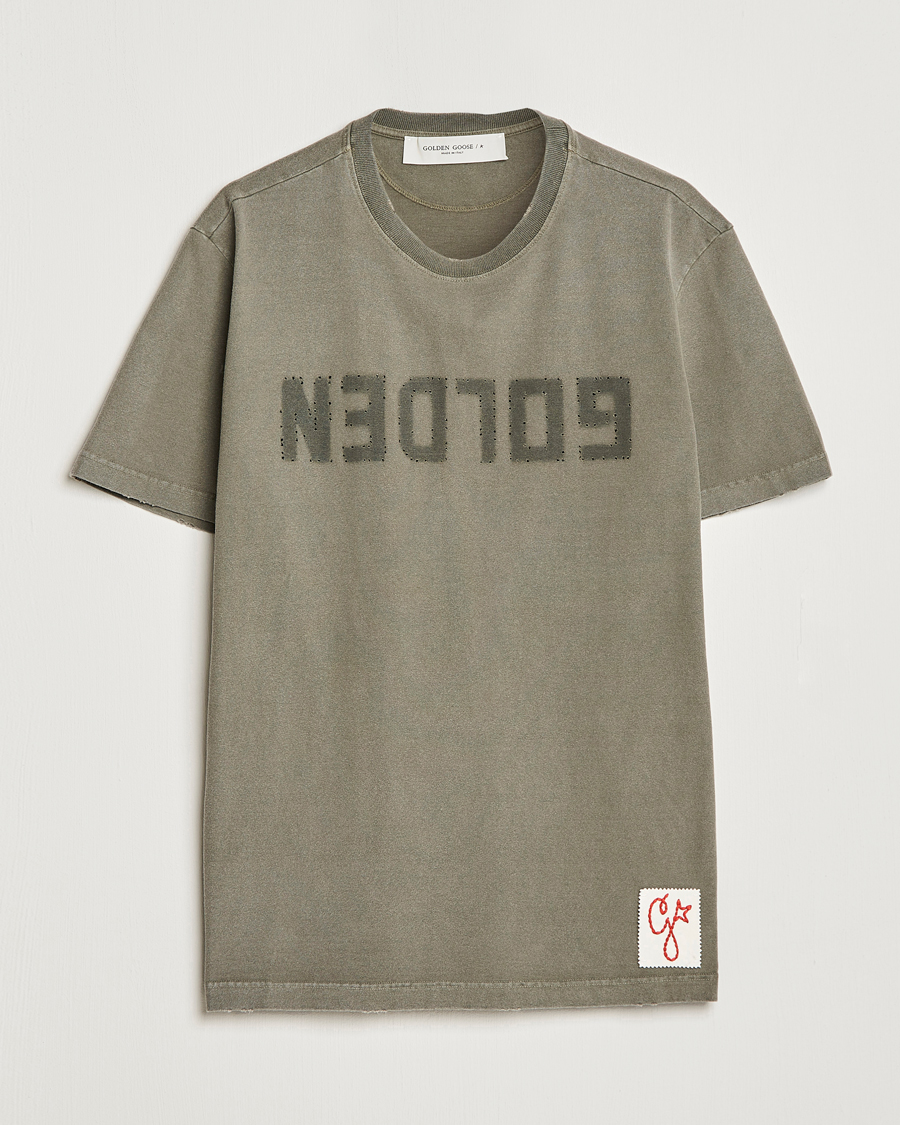 Herren | T-Shirts | Golden Goose | Deluxe Brand Dyed Jersey Logo T-Shirt Dusty Olive