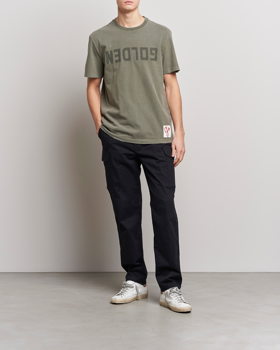 Herren | T-Shirts | Golden Goose | Deluxe Brand Dyed Jersey Logo T-Shirt Dusty Olive