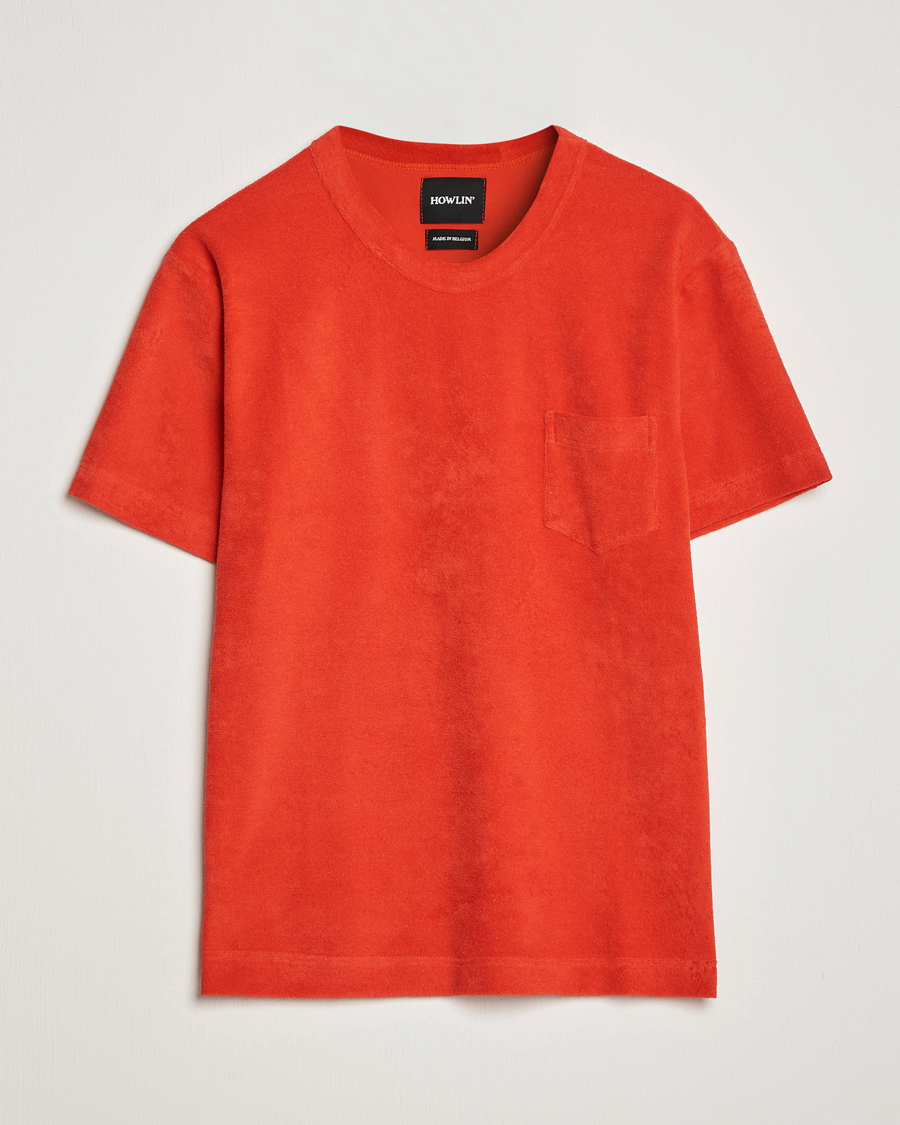 Herren | T-Shirts | Howlin' | Fons Cotton Blend Terry Pocket Tee Red Sky