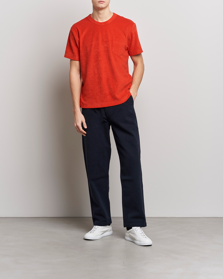 Herren | T-Shirts | Howlin' | Fons Cotton Blend Terry Pocket Tee Red Sky
