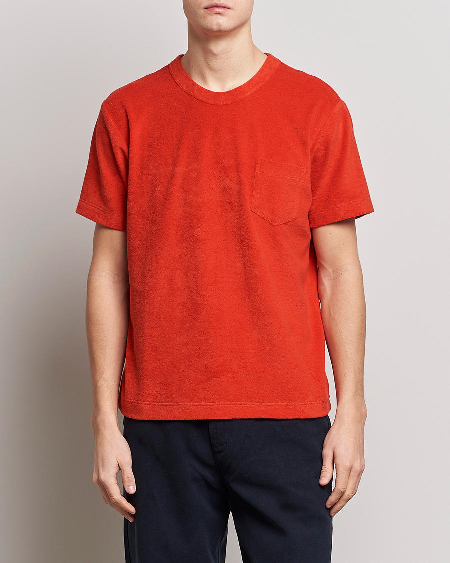 Herren | T-Shirts | Howlin' | Fons Cotton Blend Terry Pocket Tee Red Sky