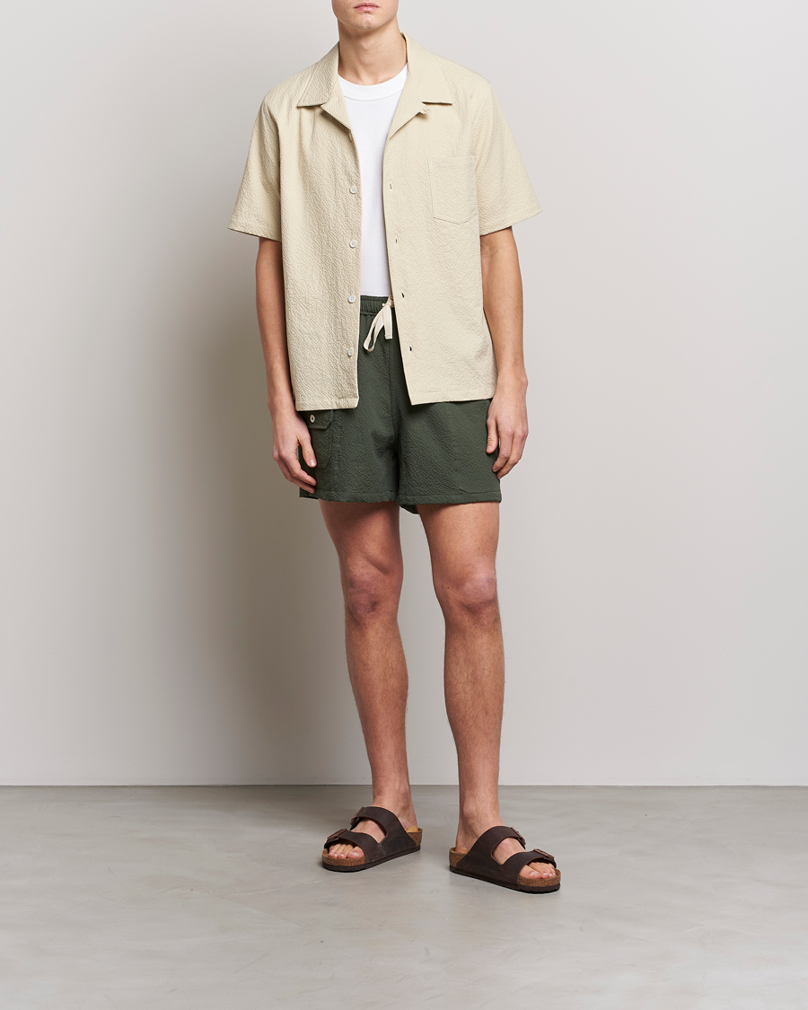 Herren | Hemden | Howlin' | Short Sleeve Cotton Seersucker Shirt Ecru