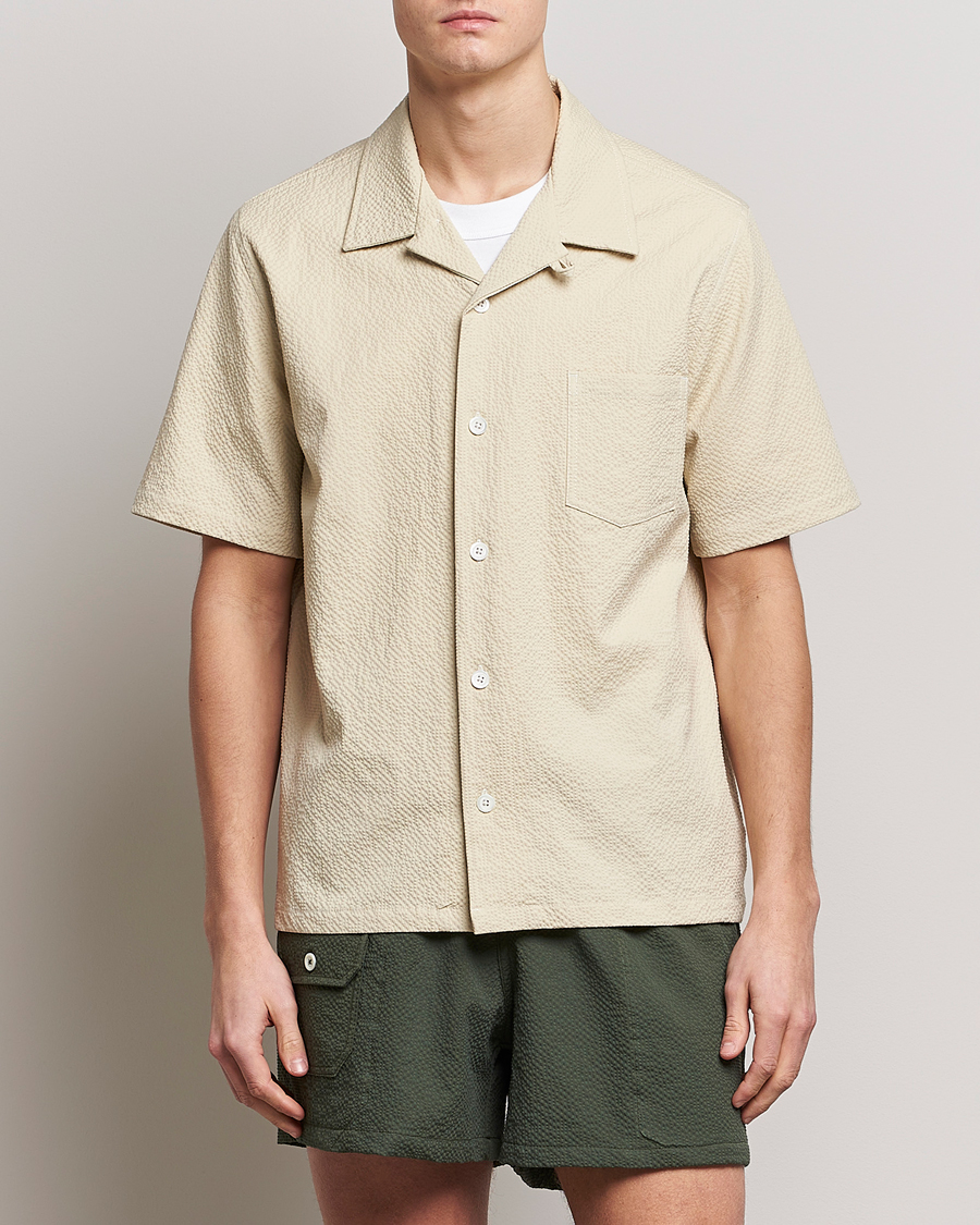 Herren | Hemden | Howlin' | Short Sleeve Cotton Seersucker Shirt Ecru
