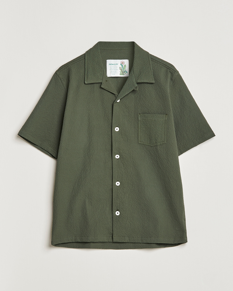 Herren | Hemden | Howlin' | Short Sleeve Cotton Seersucker Shirt Greenish