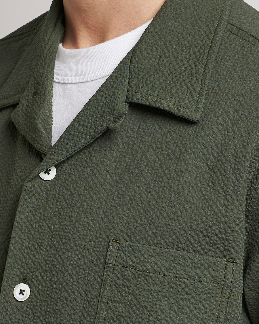 Herren | Hemden | Howlin' | Short Sleeve Cotton Seersucker Shirt Greenish