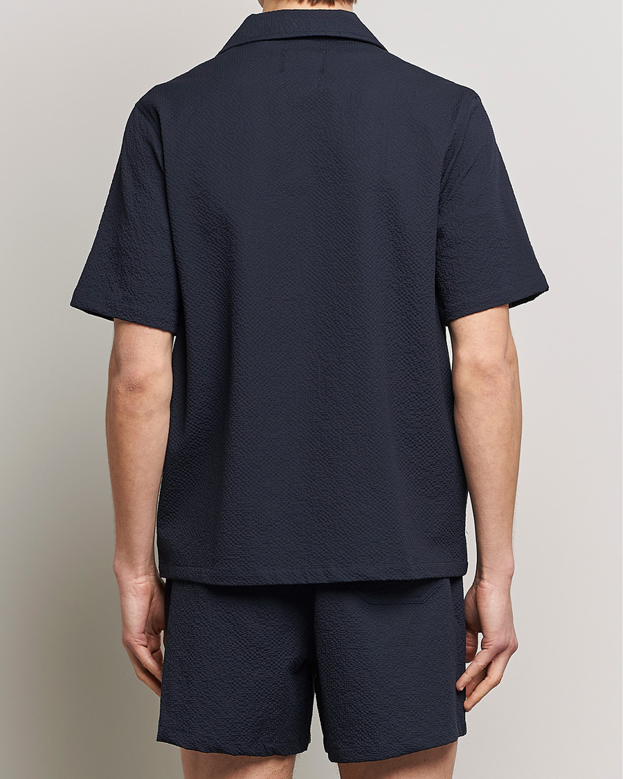 Herren | Hemden | Howlin' | Short Sleeve Cotton Seersucker Shirt Navy