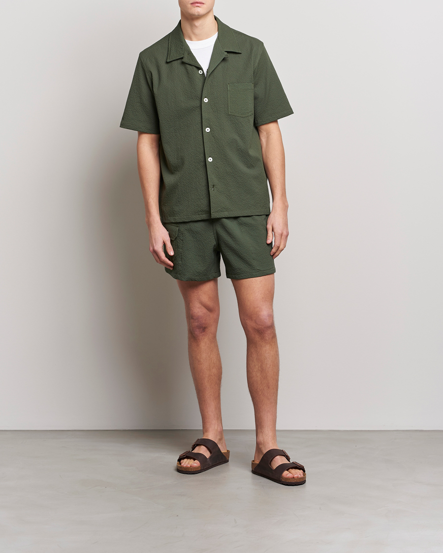 Herren | Shorts | Howlin' | Cotton Seersucker Shorts Greenish