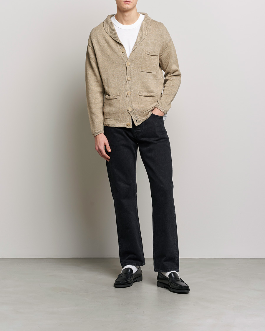 Herren | Pullover | Inis Meáin | Washed Linen Pub Jacket Dark Natural