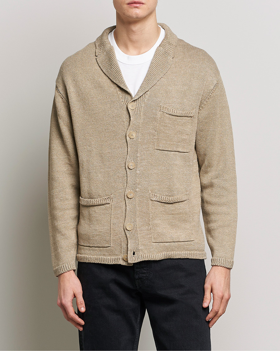 Herren | Pullover | Inis Meáin | Washed Linen Pub Jacket Dark Natural