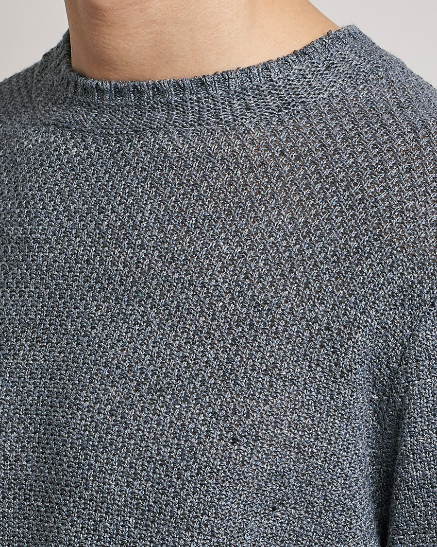 Herren | Pullover | Inis Meáin | Moss Stiched Linen Crew Neck Greyish