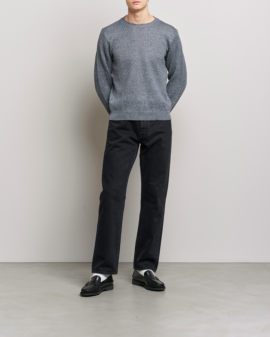 Herren | Pullover | Inis Meáin | Fishnet Linen Sweater Stone