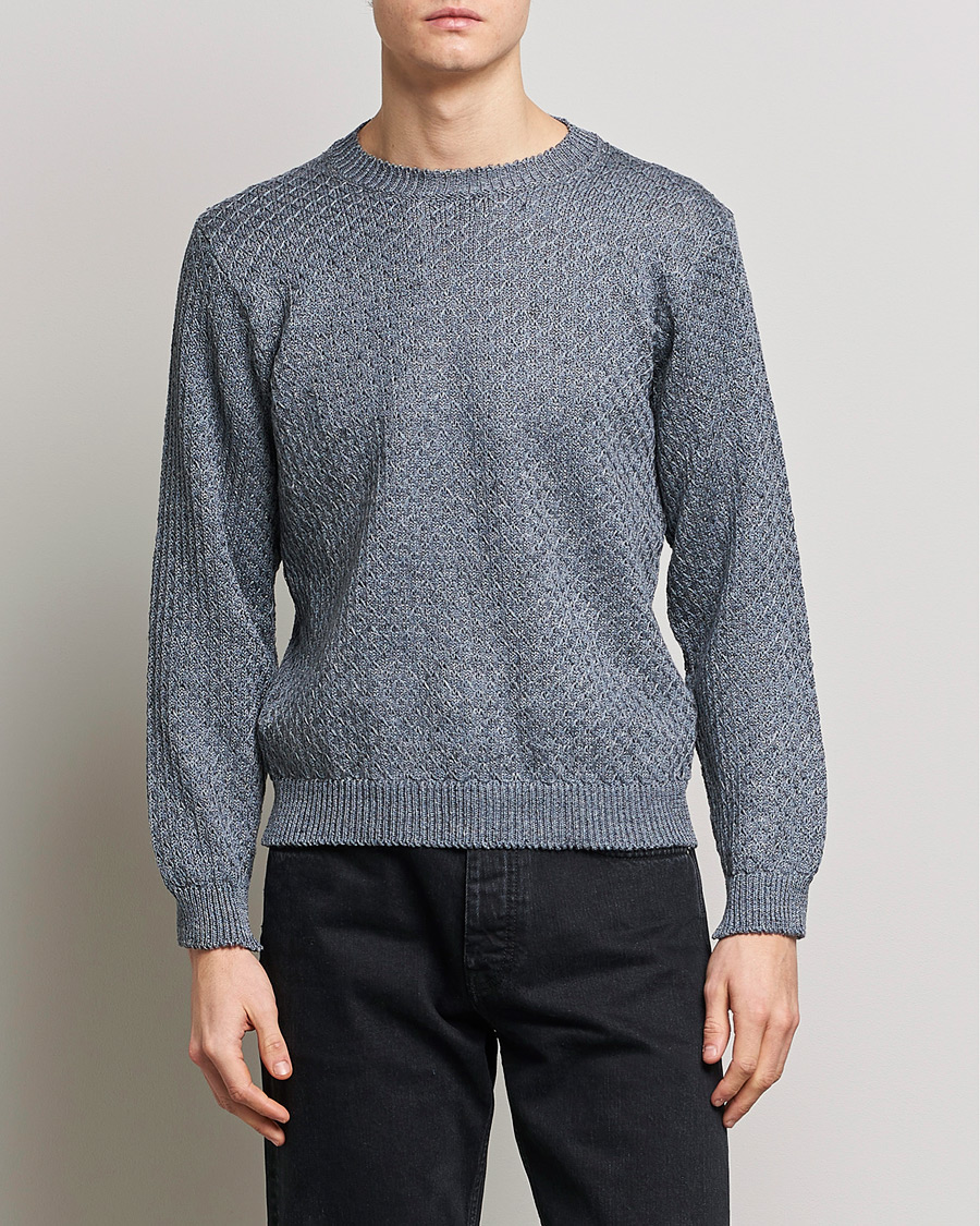 Herren | Pullover | Inis Meáin | Fishnet Linen Sweater Stone