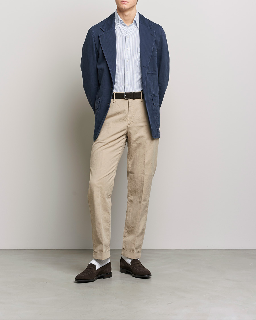 Herren | Sakkos | Drake's | MKI Cotton Herringbone Games Blazer Navy