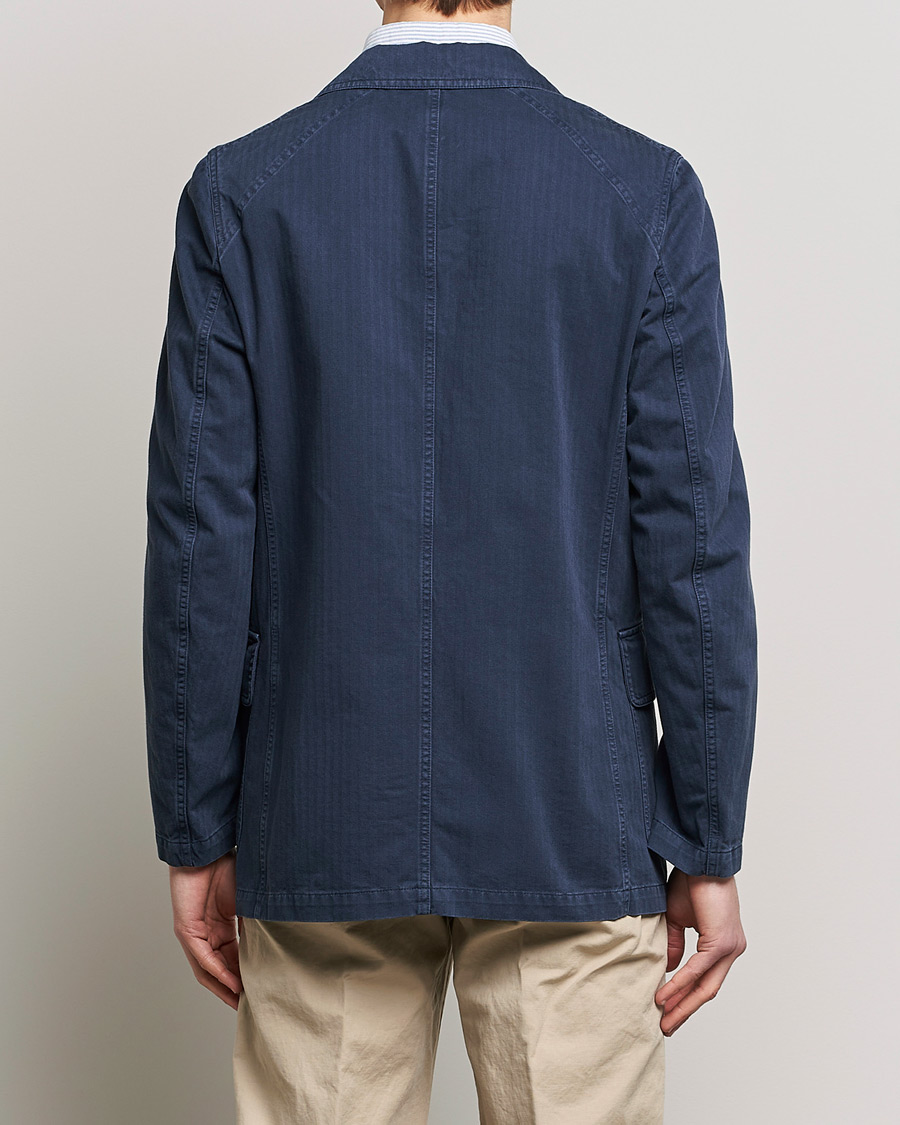 Herren | Sakkos | Drake's | MKI Cotton Herringbone Games Blazer Navy