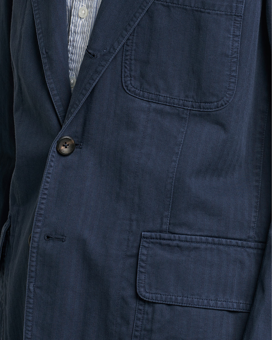 Herren | Sakkos | Drake's | MKI Cotton Herringbone Games Blazer Navy