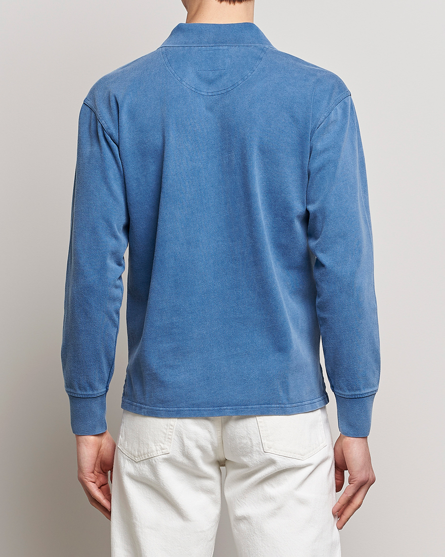 Herren | Pullover | Drake's | Long Sleeve Jersey Polo Navy