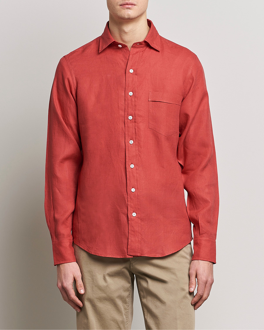 Herren | Hemden | Drake's | Linen Summer Shirt Red