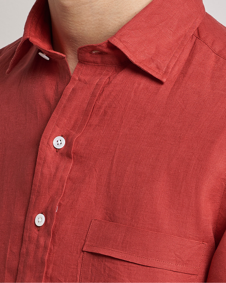 Herren | Hemden | Drake's | Linen Summer Shirt Red