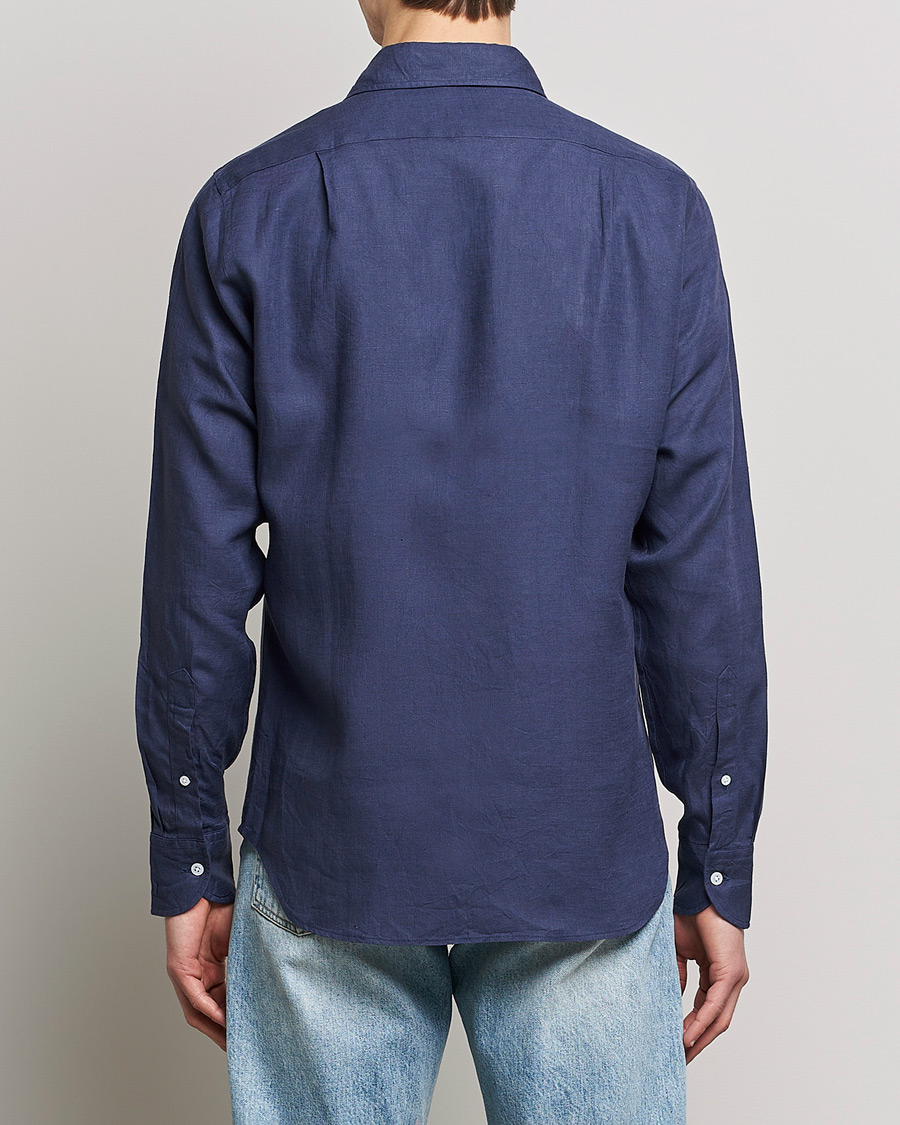 Herren | Hemden | Drake's | Linen Summer Shirt Navy