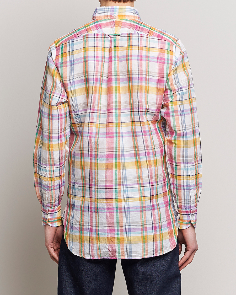 Herren | Hemden | Drake's | Checked Button Down Linen Shirt Multi