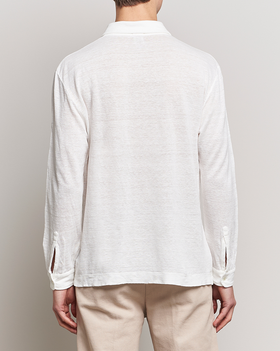 Herren | Pullover | Massimo Alba | Raya Long Sleeve Linen Polo White