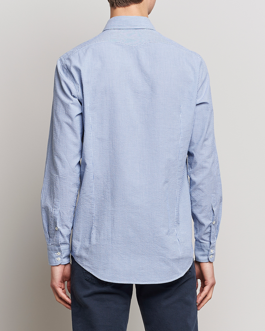 Herren | Hemden | Massimo Alba | Canary Striped Seersucker Shirt Blue