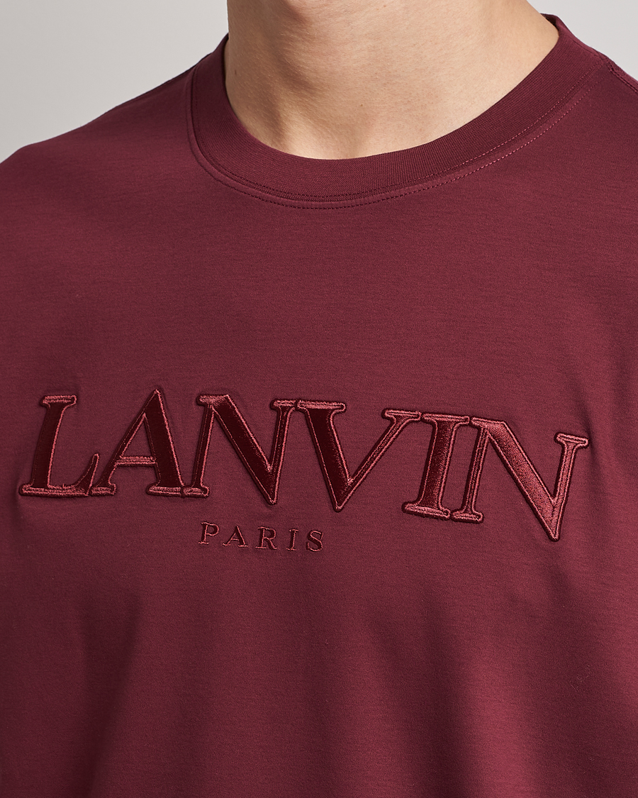 Herren | T-Shirts | Lanvin | Embroidered Tonal Logo T-Shirt Burgundy
