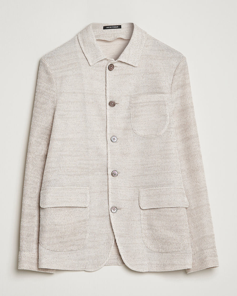 Herren | Sakkos | Emporio Armani | Cotton Knitted Jacket Sand