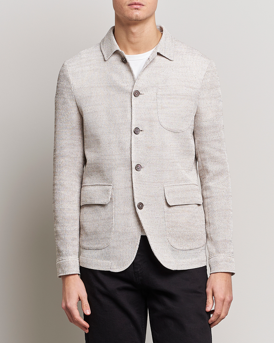 Herren | Sakkos | Emporio Armani | Cotton Knitted Jacket Sand