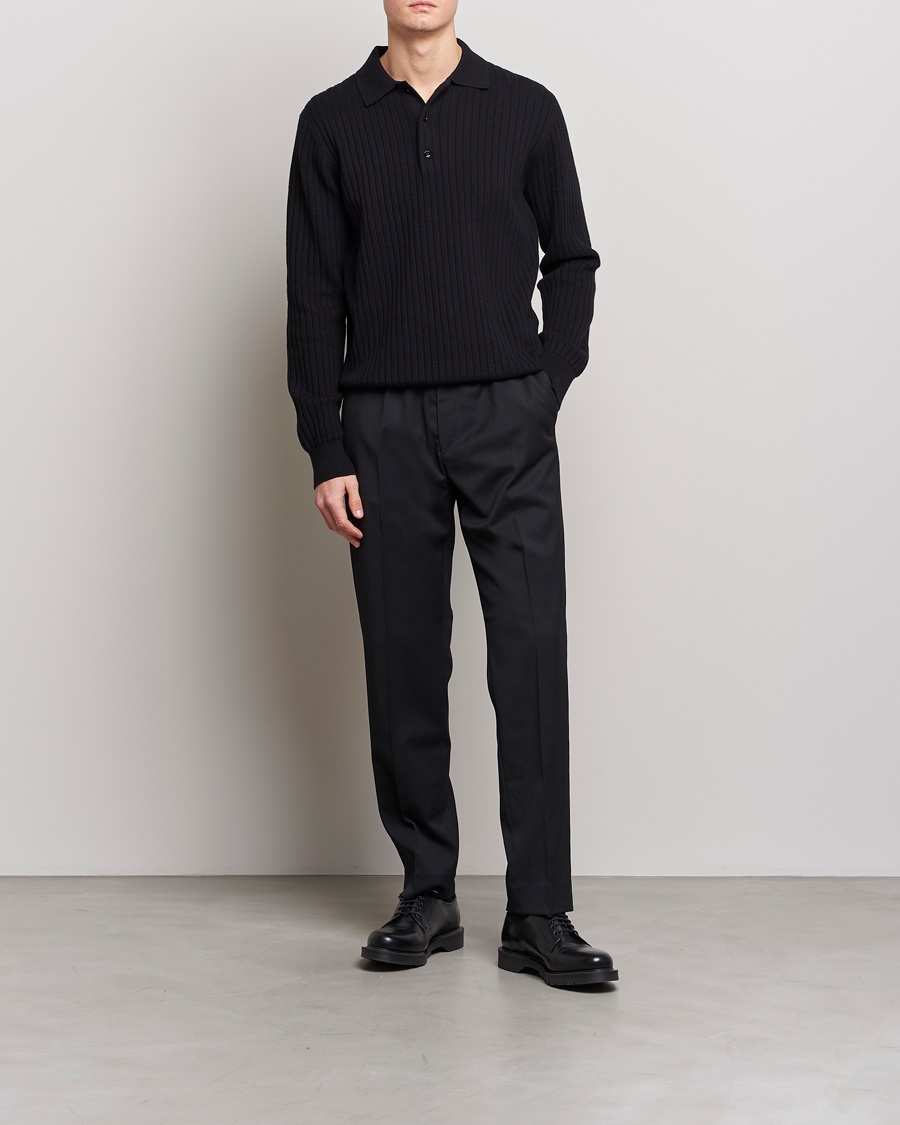Herren | Pullover | Filippa K | Knitted Polo Shirt Black