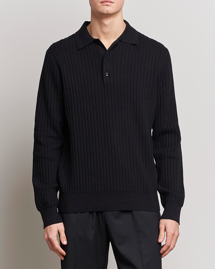 Herren | Pullover | Filippa K | Knitted Polo Shirt Black