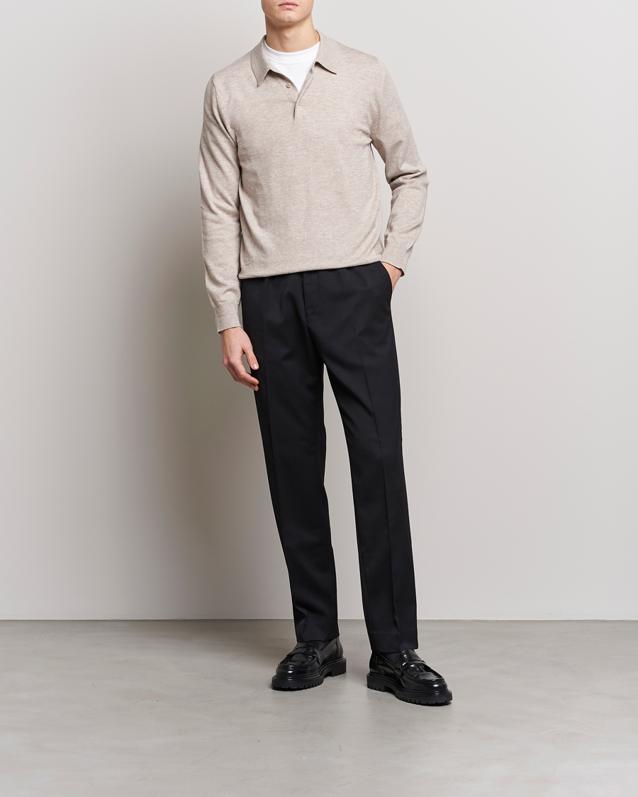 Herren | Pullover | Filippa K | Knitted Polo Shirt Beige Melange
