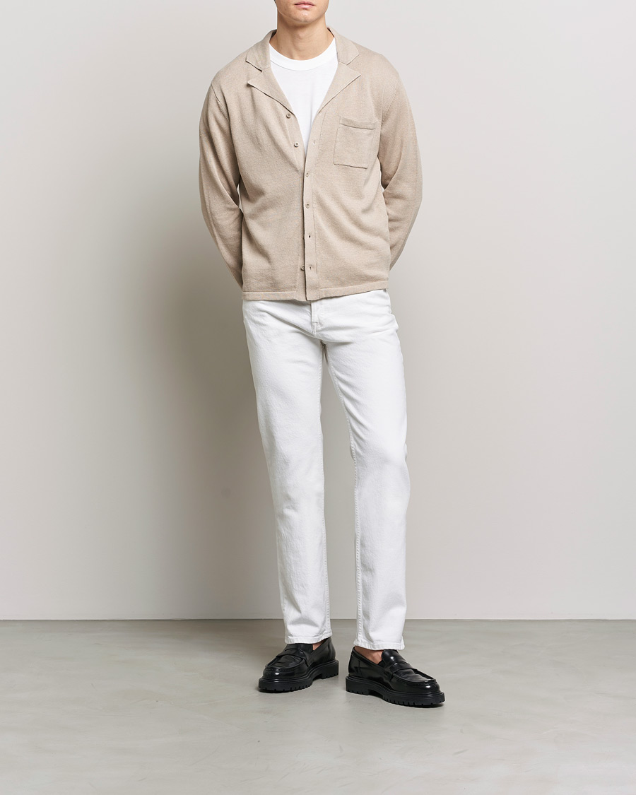 Herren | Hemden | Filippa K | Cotton Linen Knitted Shirt Dusty Beige