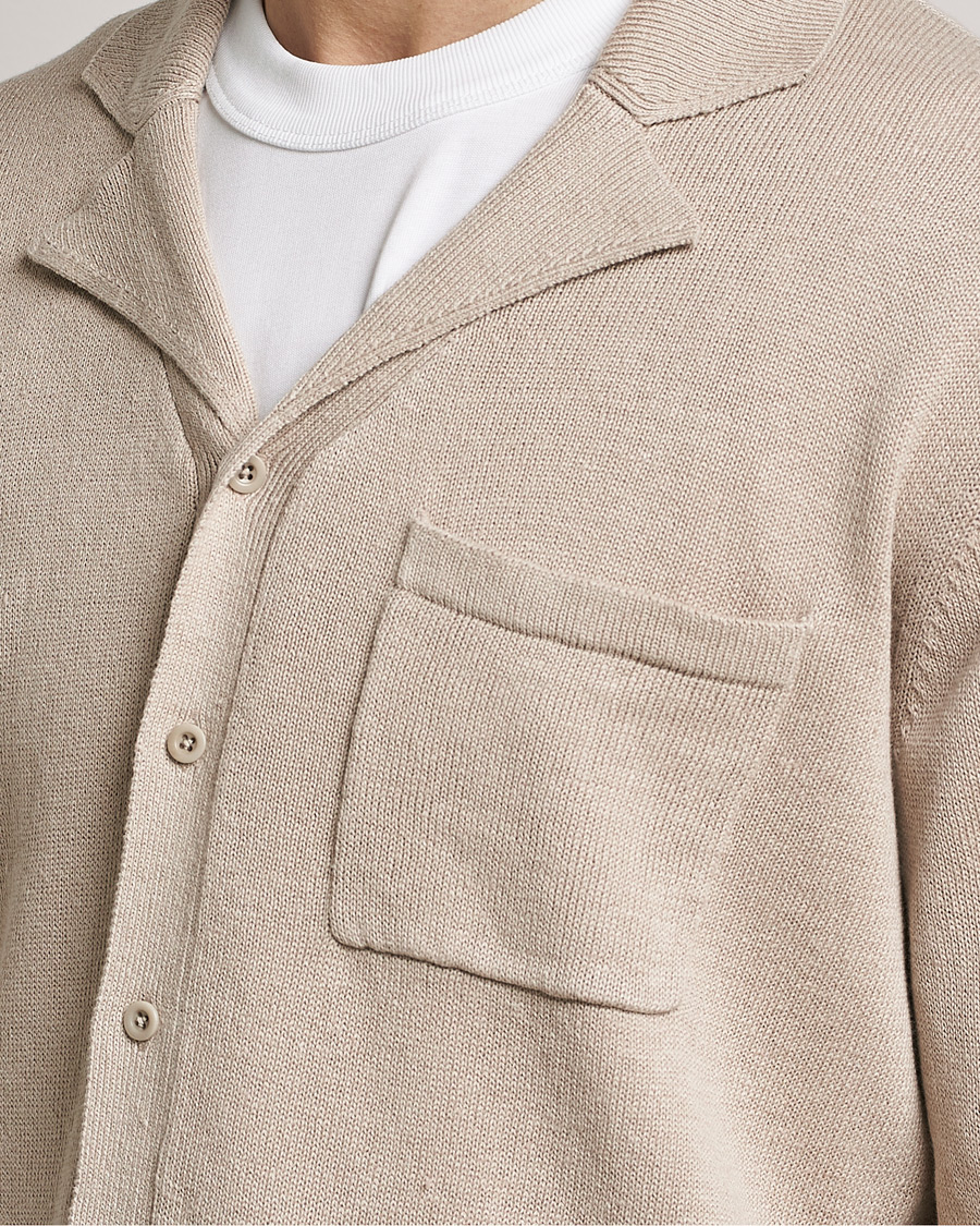 Herren | Hemden | Filippa K | Cotton Linen Knitted Shirt Dusty Beige