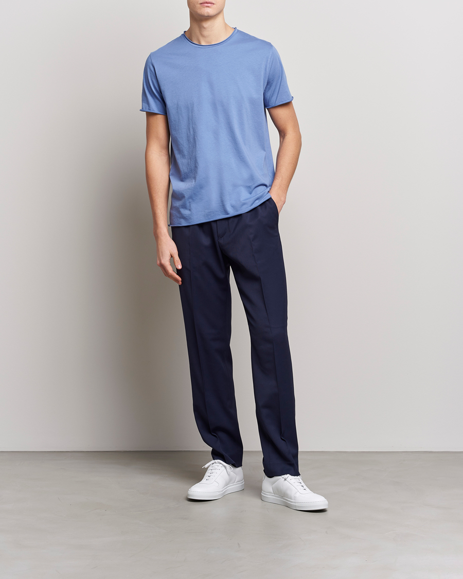 Herren | T-Shirts | Filippa K | Roll Neck Crew Neck Tee Coral Blue