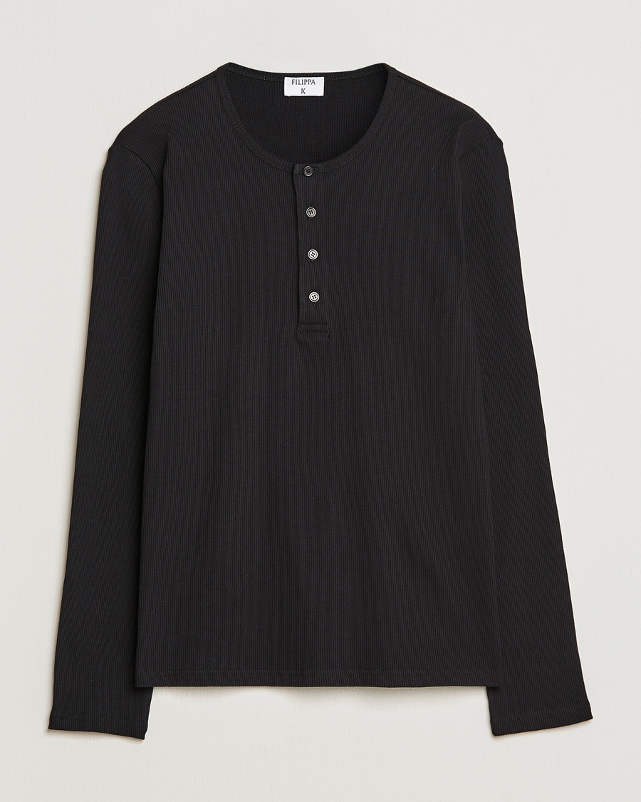 Herren | Pullover | Filippa K | Rib Henley Black