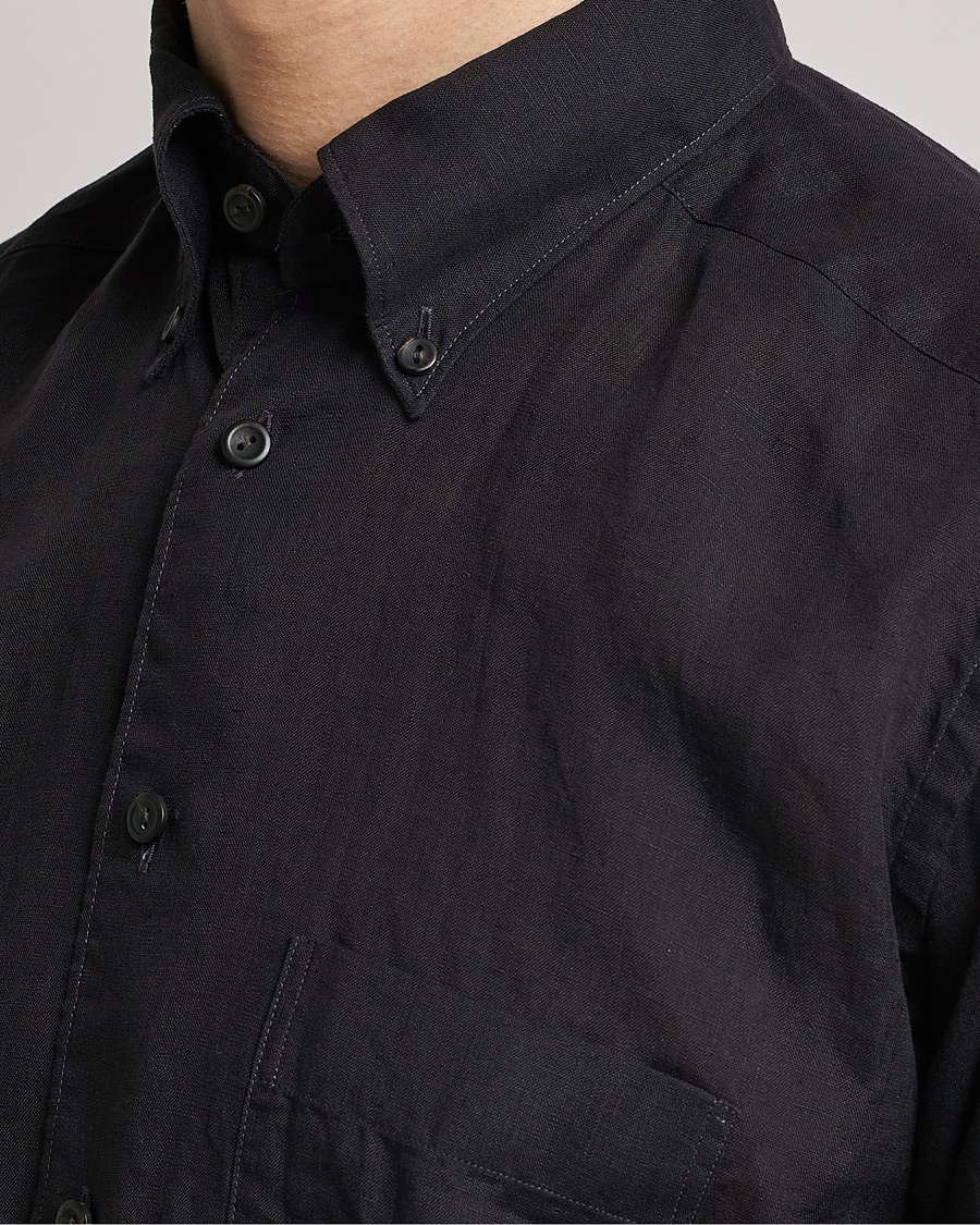 Herren | Hemden | Eton | Slim Fit Linen Button Down Shirt Black