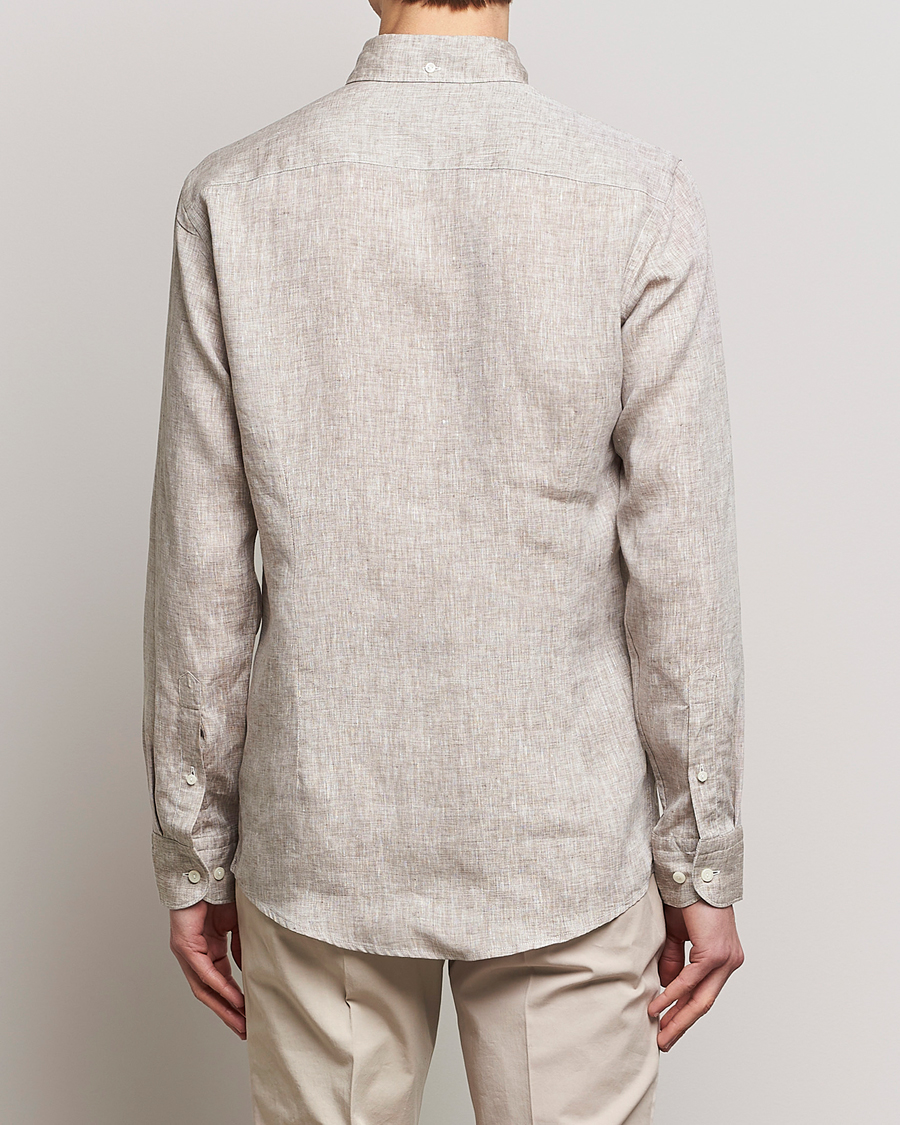 Herren | Hemden | Eton | Slim Fit Linen Shirt Brown