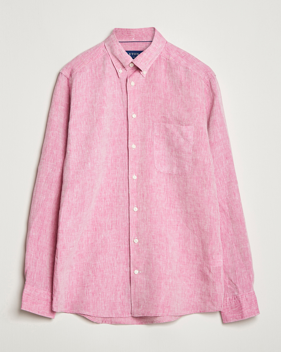 Herren | Hemden | Eton | Slim Fit Linen Shirt Pink