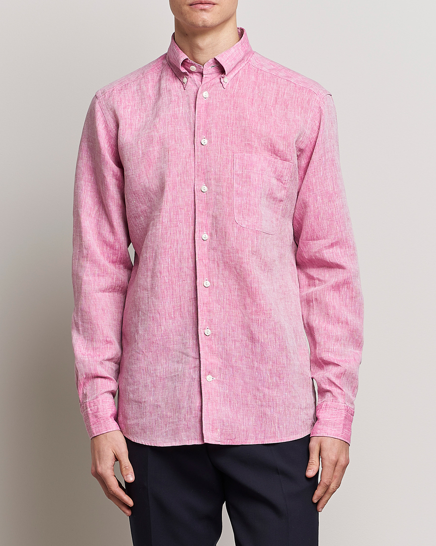Herren | Hemden | Eton | Slim Fit Linen Shirt Pink