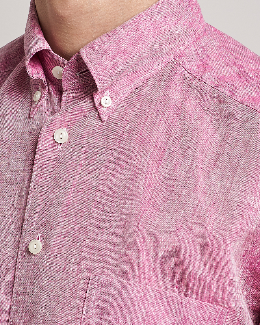 Herren | Hemden | Eton | Slim Fit Linen Shirt Pink